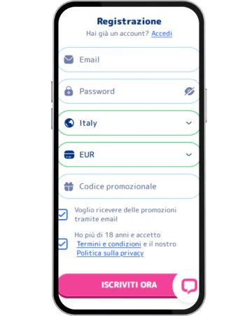 CasinoJoy Completa il modulo di registrazione
