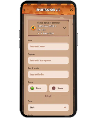Stonevegas Inserisci informazioni personali